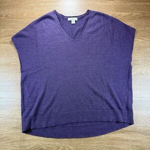Coldwater Creek Women's Merino Wool Blend Sweater Poncho Top Purple M 10-12